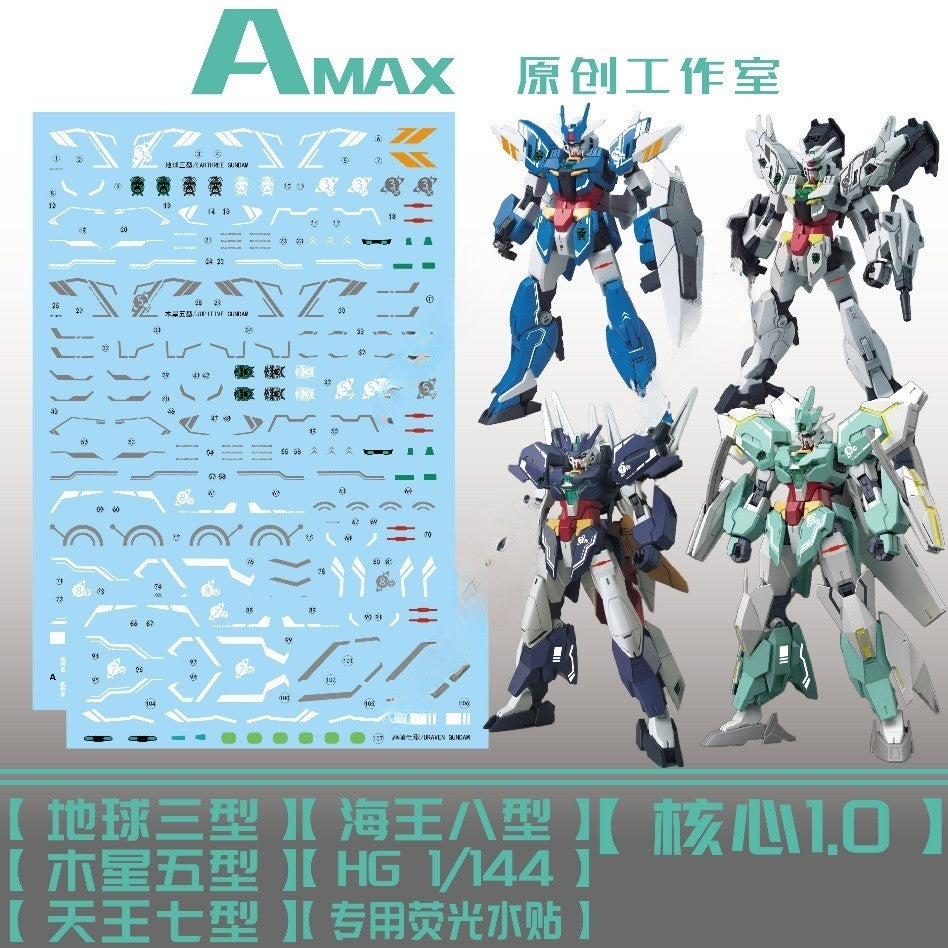 AMAX Water Slide Decal HG 1/144 the Core 1.0 Earthree / Jupitive / Uraven / Nepteight AMAXHG001