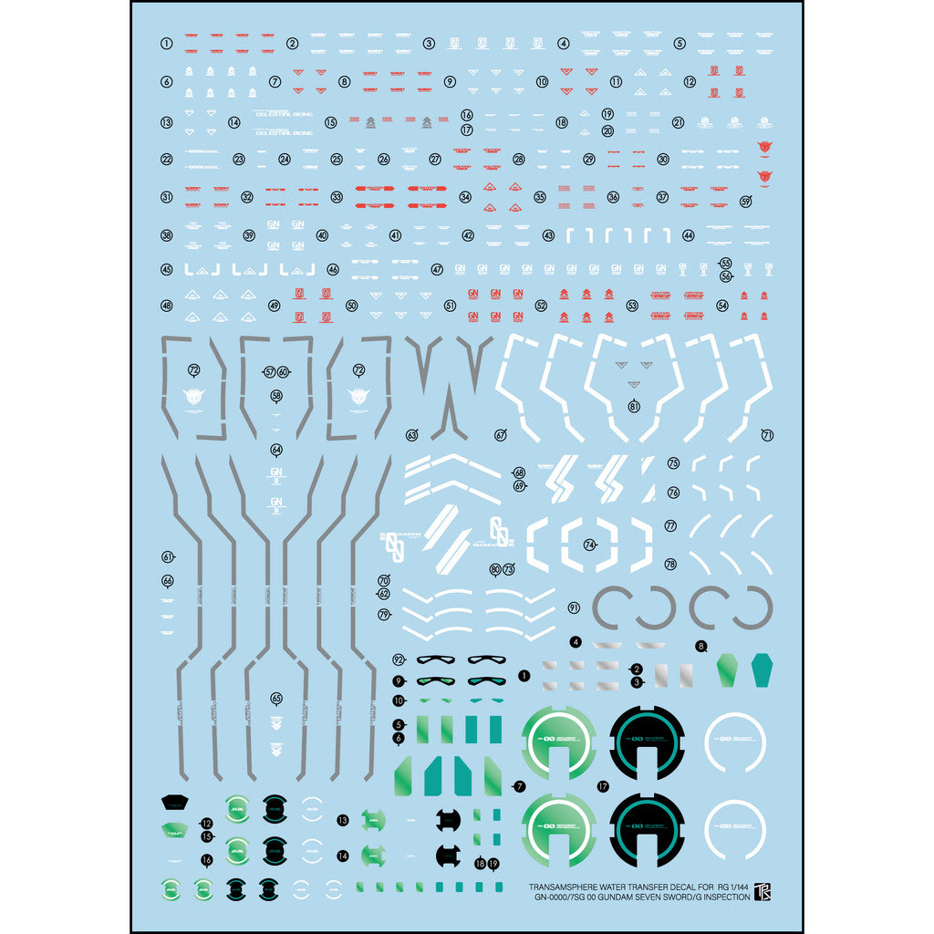Transamsphere TRS RG 1/144 00 SEVEN 7 SWOR D Inspection WATER SLIDE DECAL TRSRG0237SI