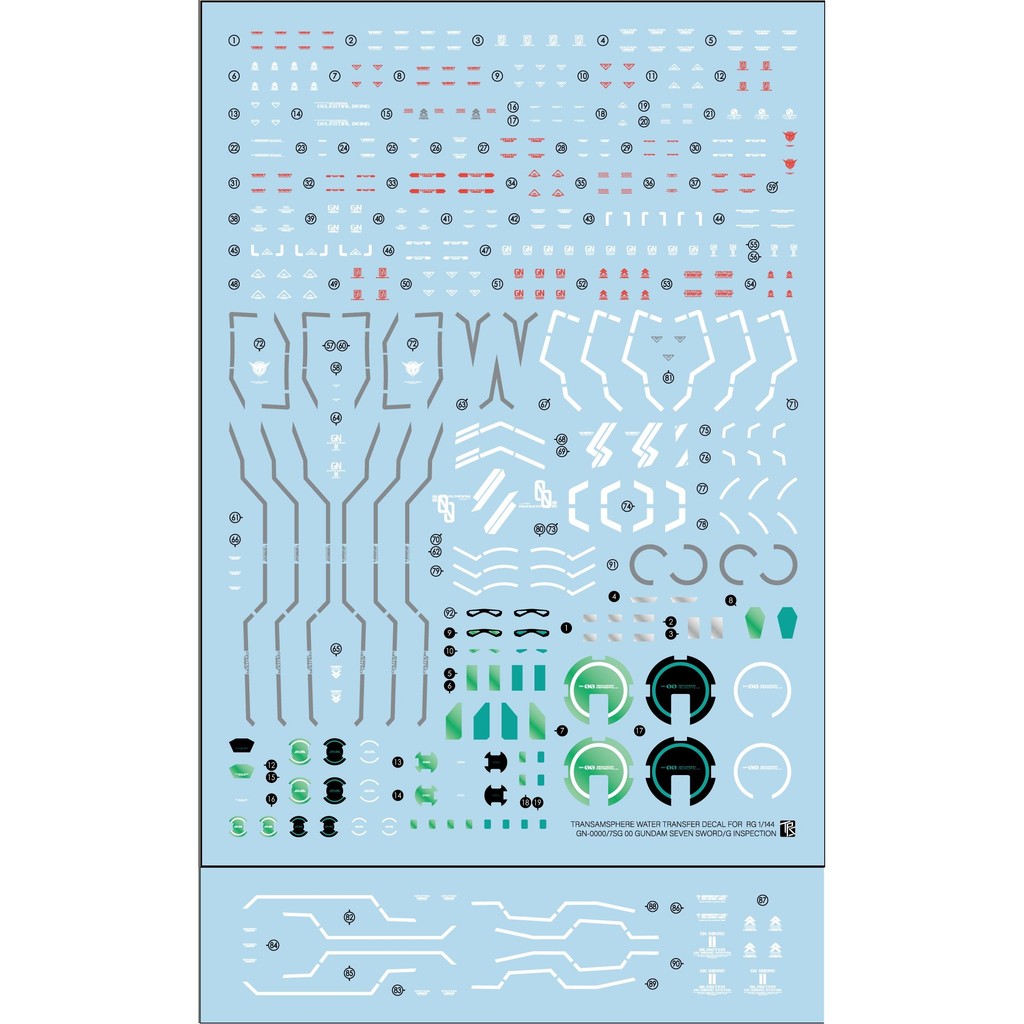 Transamsphere TRS RG 1/144 00 SEVEN 7 SWOR D Inspection WATER SLIDE DECAL TRSRG0237SI