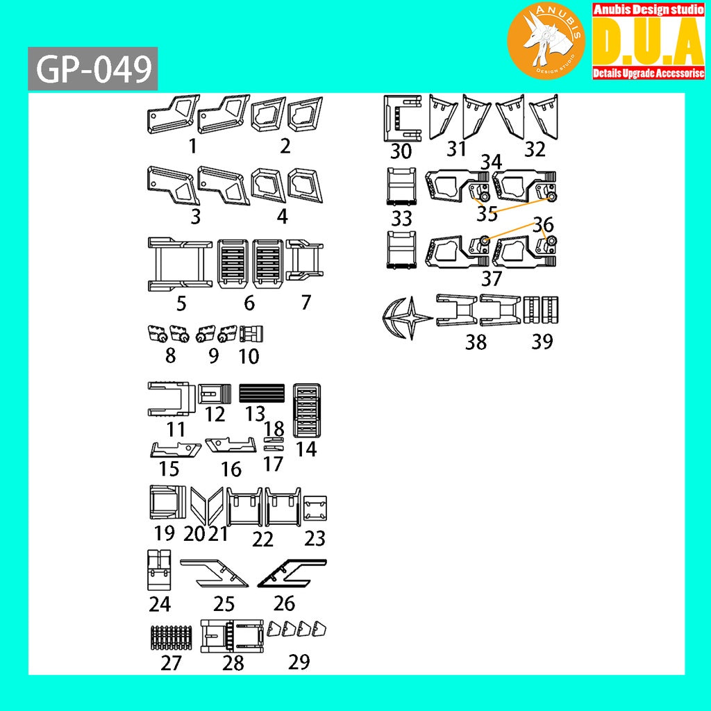 ANUBIS GP049 3D Print Detail Addon Parts For PG U RX-78-2 2.0 Collectibles