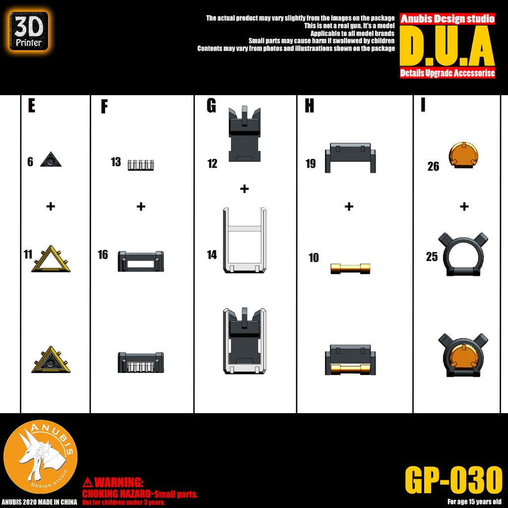 ANUBIS GP030 3D Print Detail Addon Parts For MG GP02A Collectibles