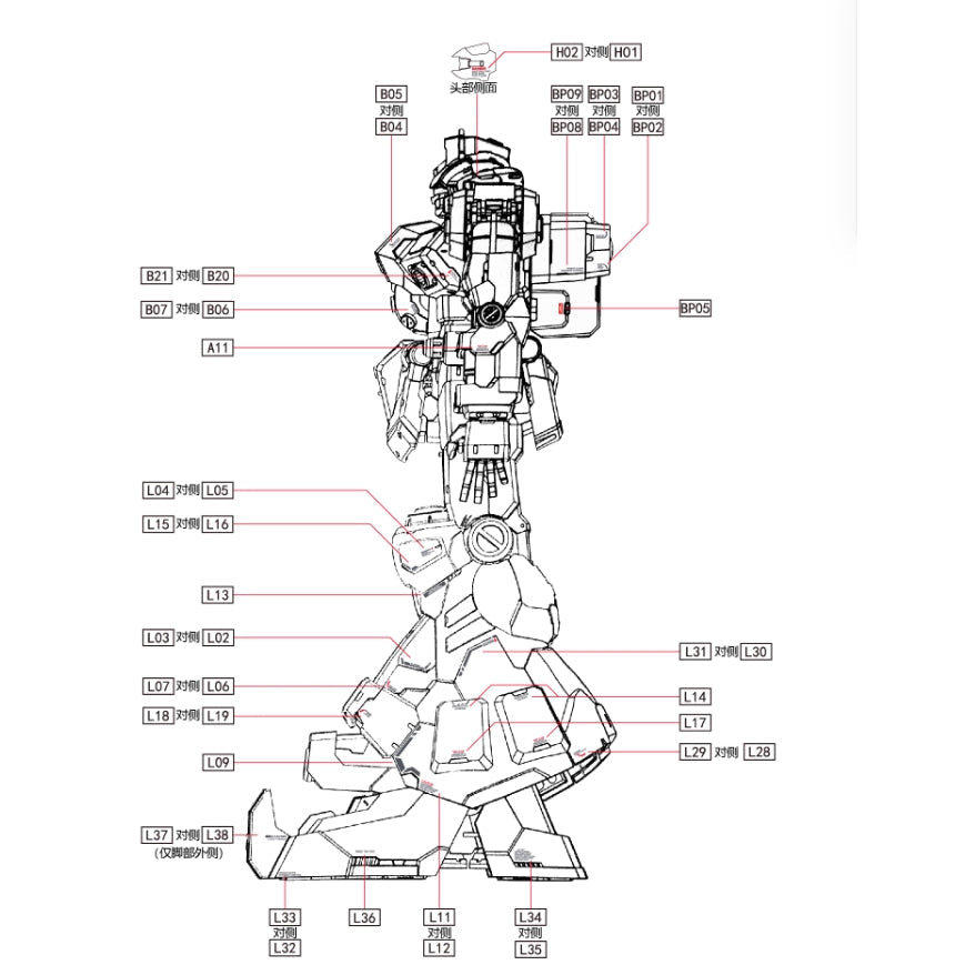 1010 Water Slide Decal for Solomon Physalis RX-78 GP02A with MLRS Equipment decal (Not include model or kits) 1010GM013