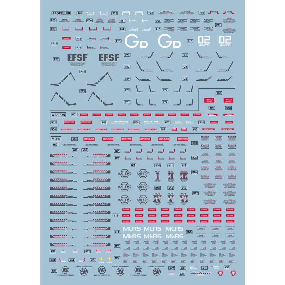 1010 Water Slide Decal for Solomon Physalis RX-78 GP02A with MLRS Equipment decal (Not include model or kits) 1010GM013