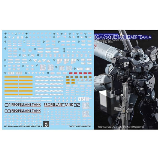 YAN FLAME Water Slide Decal for HG 1/144 RGM-96Xs SHEZARR Jesta Team A (Kits not included) (YANHG113) 20250721
