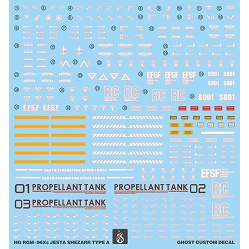 YAN FLAME Water Slide Decal for HG 1/144 RGM-96Xs SHEZARR Jesta Team A (Kits not included) (YANHG113) 20250721