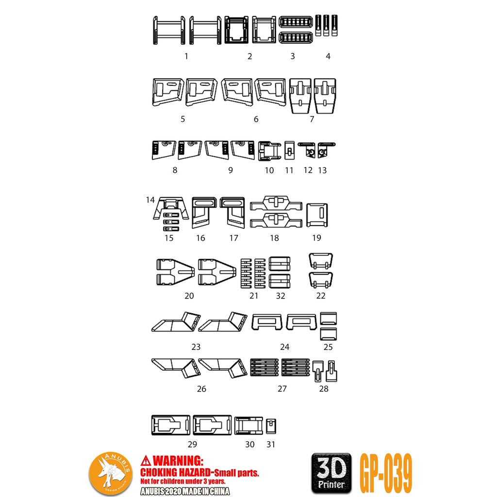 ANUBIS GP039 3D Print Detail Addon Parts for HGUC RX-79【G】 Ground Type 08MS Collectibles