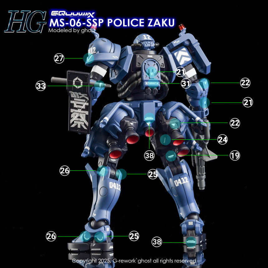 YAN FLAME Water slide decal for HG 1/144 GQuuuuuuX Police Zaku GQ (YANHG112) 20250721