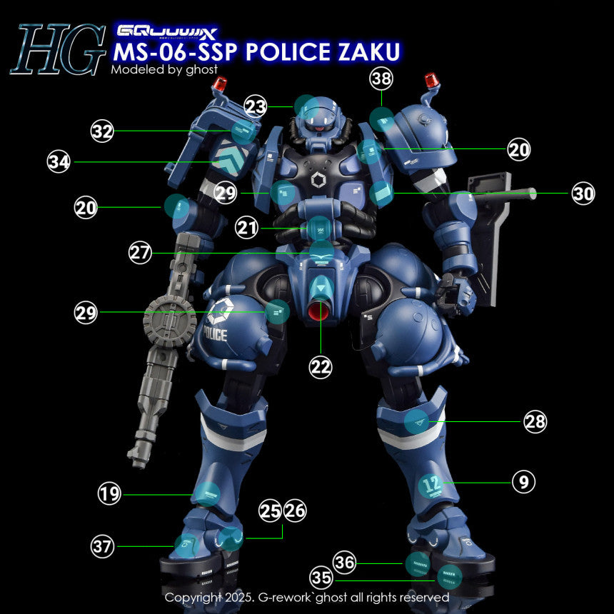 YAN FLAME Water slide decal for HG 1/144 GQuuuuuuX Police Zaku GQ (YANHG112) 20250721
