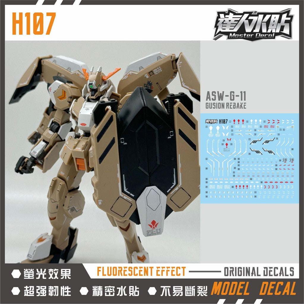 MASTER Water Slide Decal H107 for HG 1/144 Gusion Rebake Full City