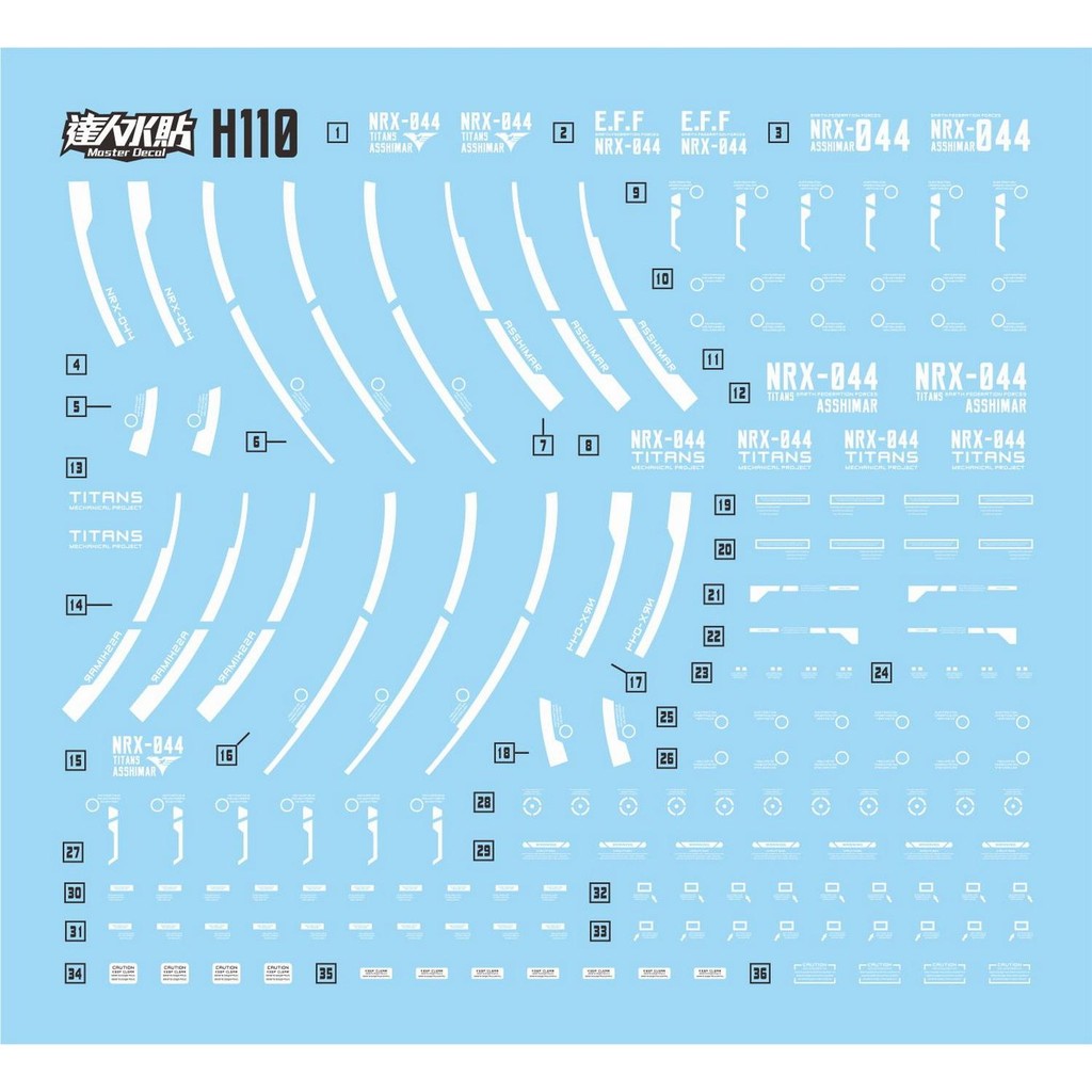 MASTER Water Slide Decal H110 for HG 1/144 Asshimar Pumpkin