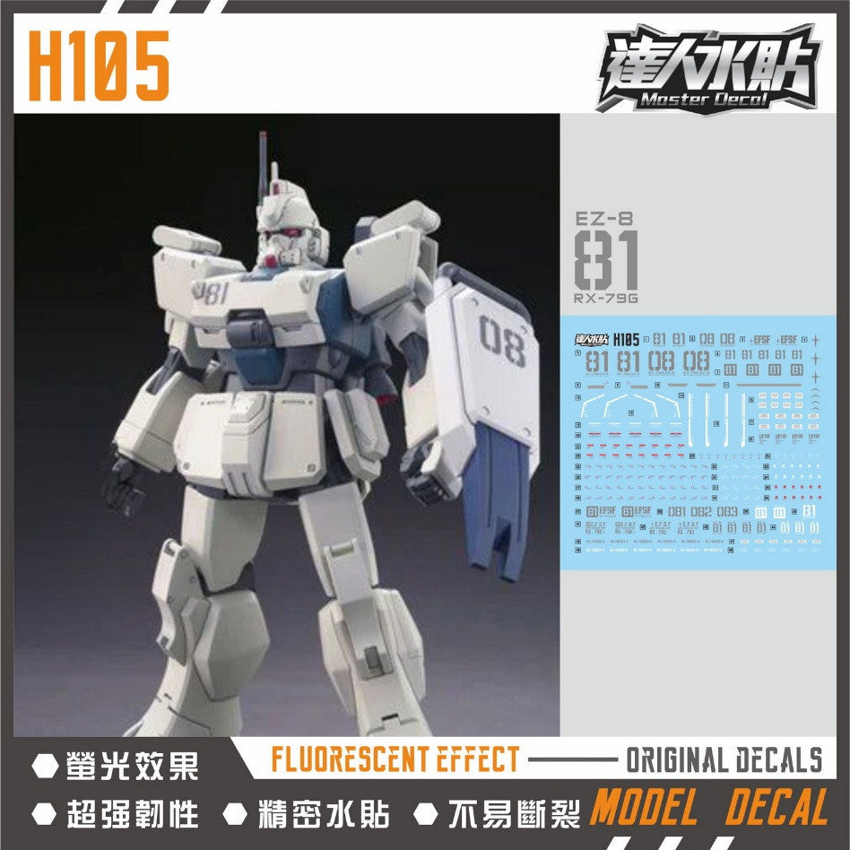 MASTER Water Slide Decal H105 for HG 1/144 EZ-8 RX-79[G] 08MS