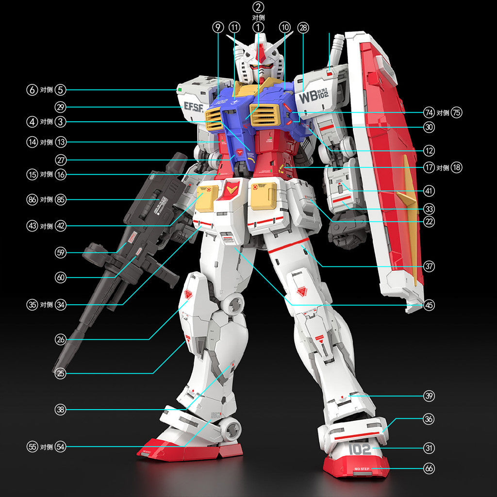 1010 Water Slide Decal for Kyoshi Takigawa Type RG 1/144 RX-78-2 2.0 (Not include model or kits) 1010RG007