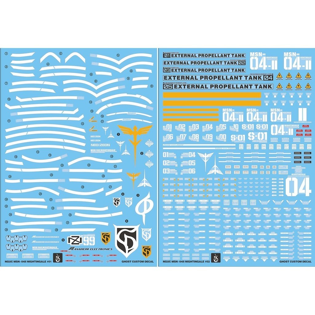 YAN FLAME GHOST HG HGUC 1/144 Nightingale Water Slide Decal Fluo Type (YANHG042) 20250721