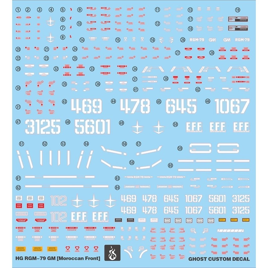 YAN FLAME Water Slide Decal GHOST RG RGM-79 GM MOROCCAN FRONT Fluo (YANRG068) 20250721