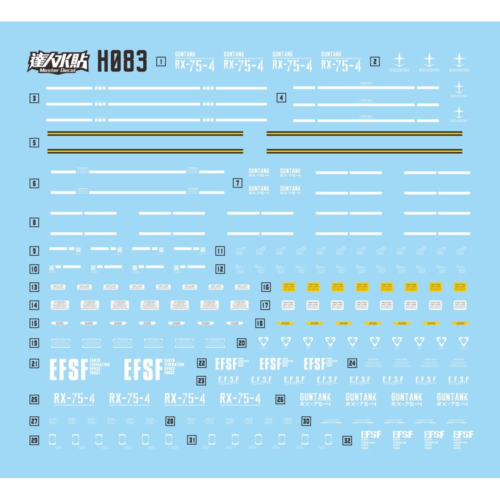 MASTER Water Slide Decal for H083 HG 1/144 GUNTANK FLUO