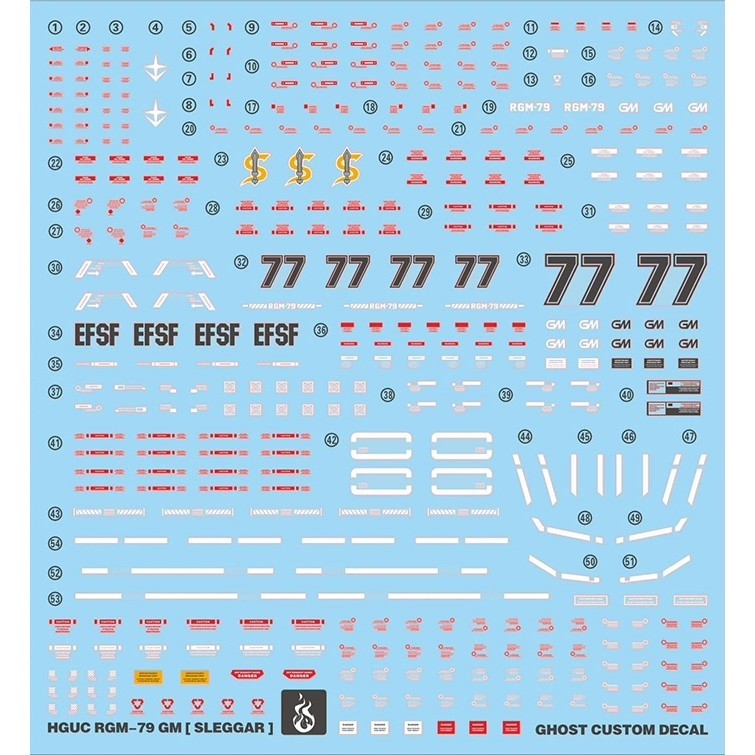 YAN FLAME Water Slide Decal GHOST HG 1/144 GM Sleggar Fluo (YANHG055) 20250721