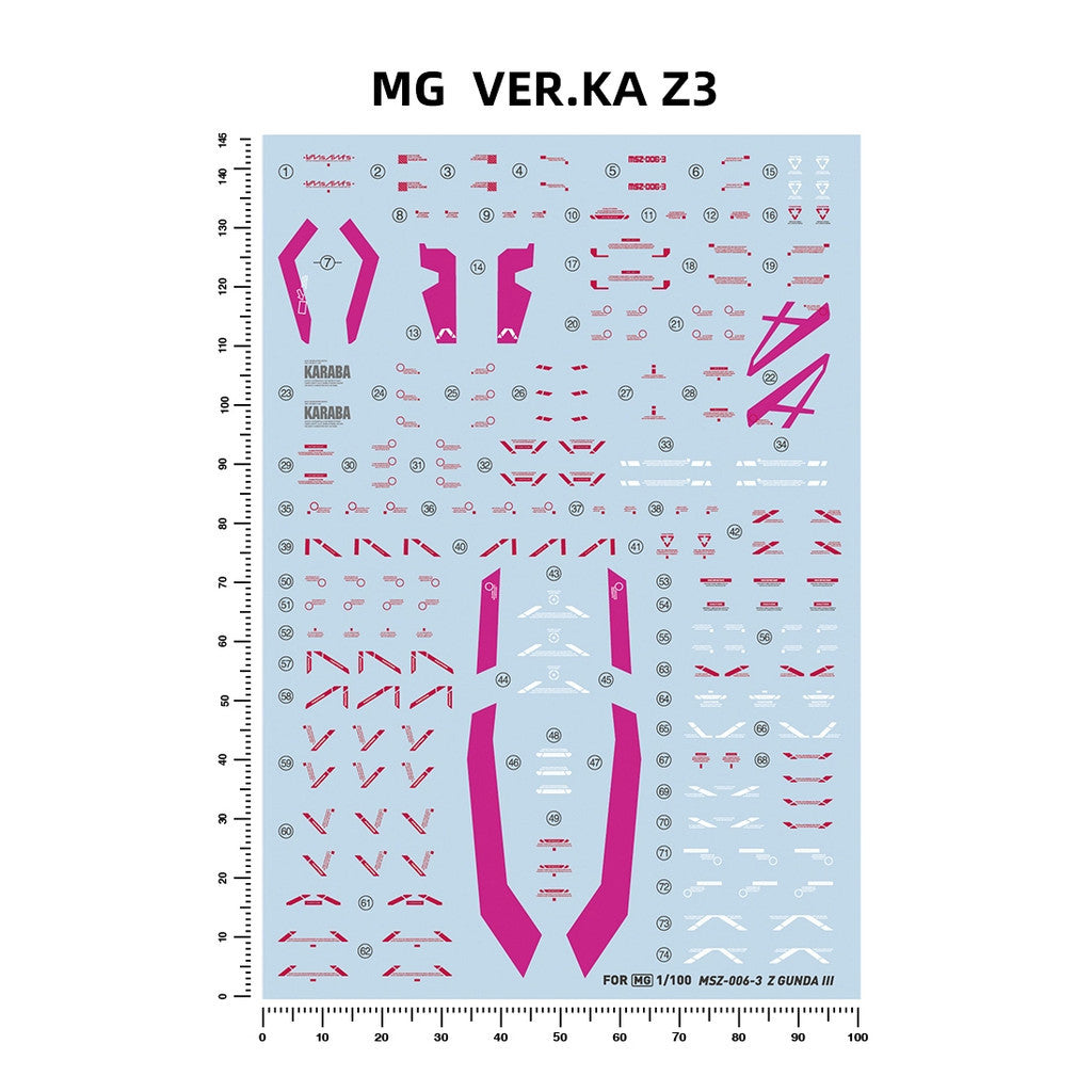 20250722 Artisan's Club MG 1/100 MSZ-006-3 Z ZETA Z3 Water Slide Decal [MG219B]
