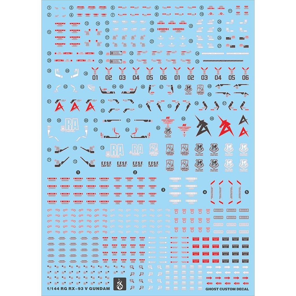 YAN FLAME Water Slide Decal GHOST RG 1/144 Nu Fluo Type (YANRG014) 20250721