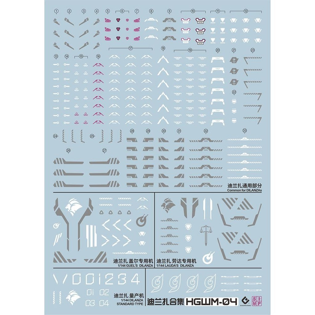 20250721 EVO HG 1/144 TWFM Guel's Dilanza / lauda's dilanza / dilanza Standrard Type  Water Slide Decal EVOHG004