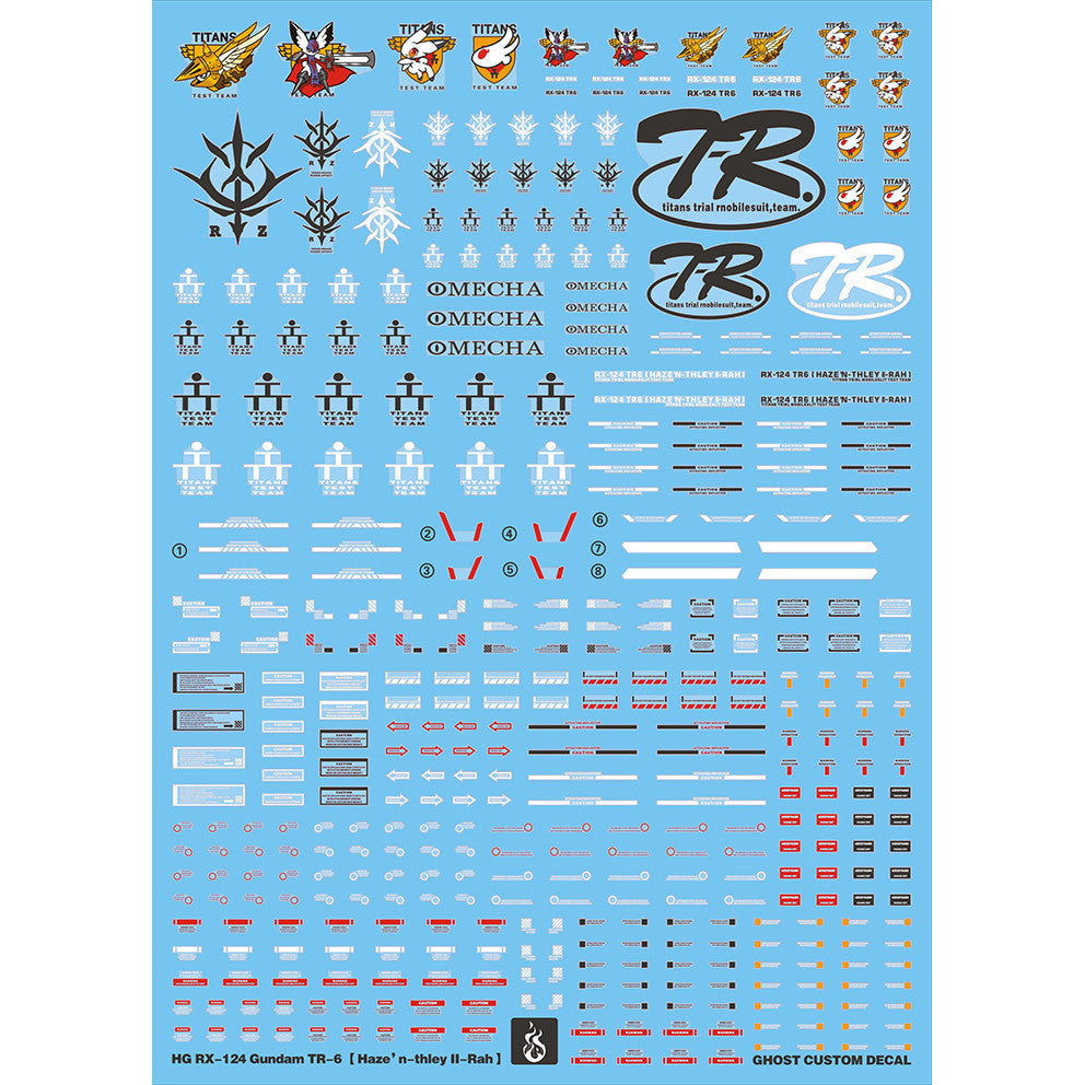 YAN FLAME Water Slide Decal GHOST HG 1/144 HGUC RX-124 TR-6 haze'n thley 2 rah Fluo Type (YANHG049) 20250721