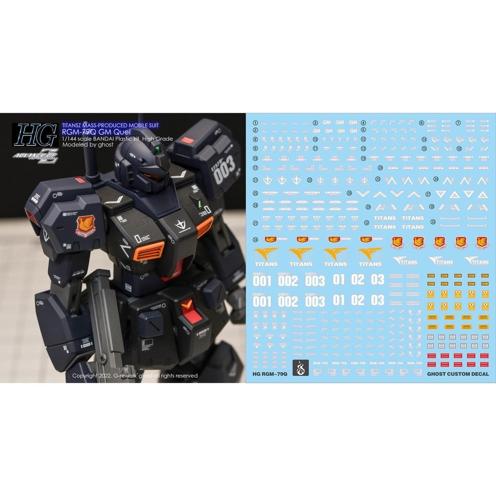 YAN FLAME Water Slide Decal GHOST HGUC HG 1/144 RGM-79Q GM QUEL  Fluo (YANHG073) 20250721