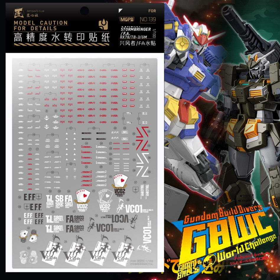 20250722 Artisan's Club MG 1/100 Strom Bringer / F.A. RX78/TB-3/GM MGPB139 Water Slide Decal