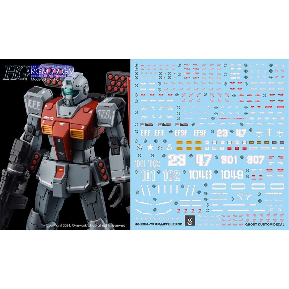 YAN FLAME GHOST HG 1/144 GTO 79 GM MISSILE POD Fluo Water slide decal (YANHG092) 20250721