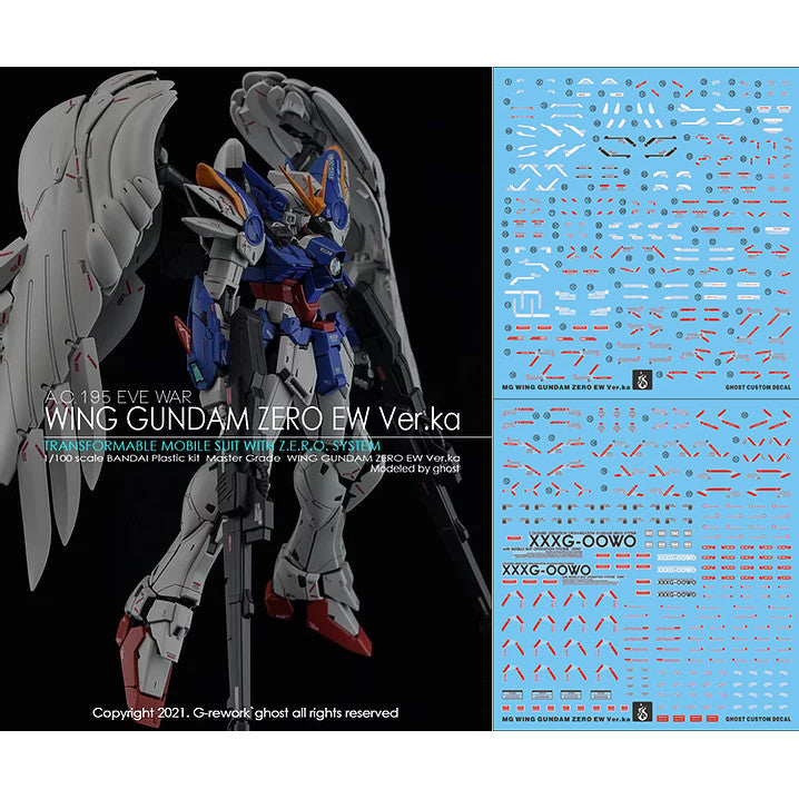 YAN FLAME GHOST MG 1/100 Wing Zero EW Fluo Type Water Slide Decal (YANMG025) 20250721
