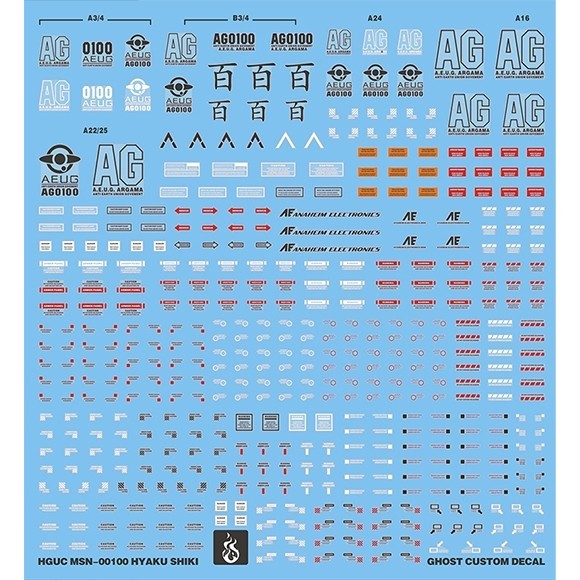 YAN FLAME Water Slide Decal HGUC HG 1/144 Z Hyaku-Shiki (YANHG070) 20250721