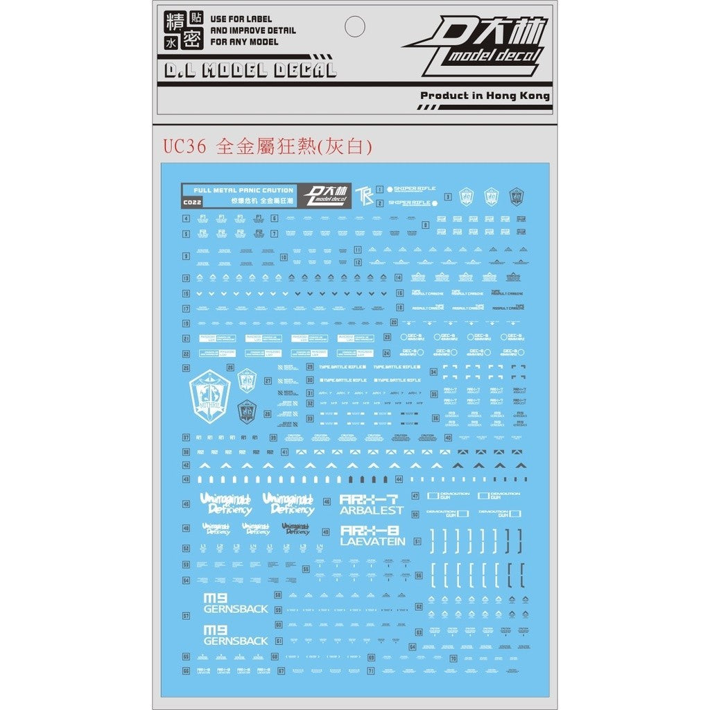 DL DALIN Water slide decal UC36 1/60 FULL METAL Panic Caution General Use