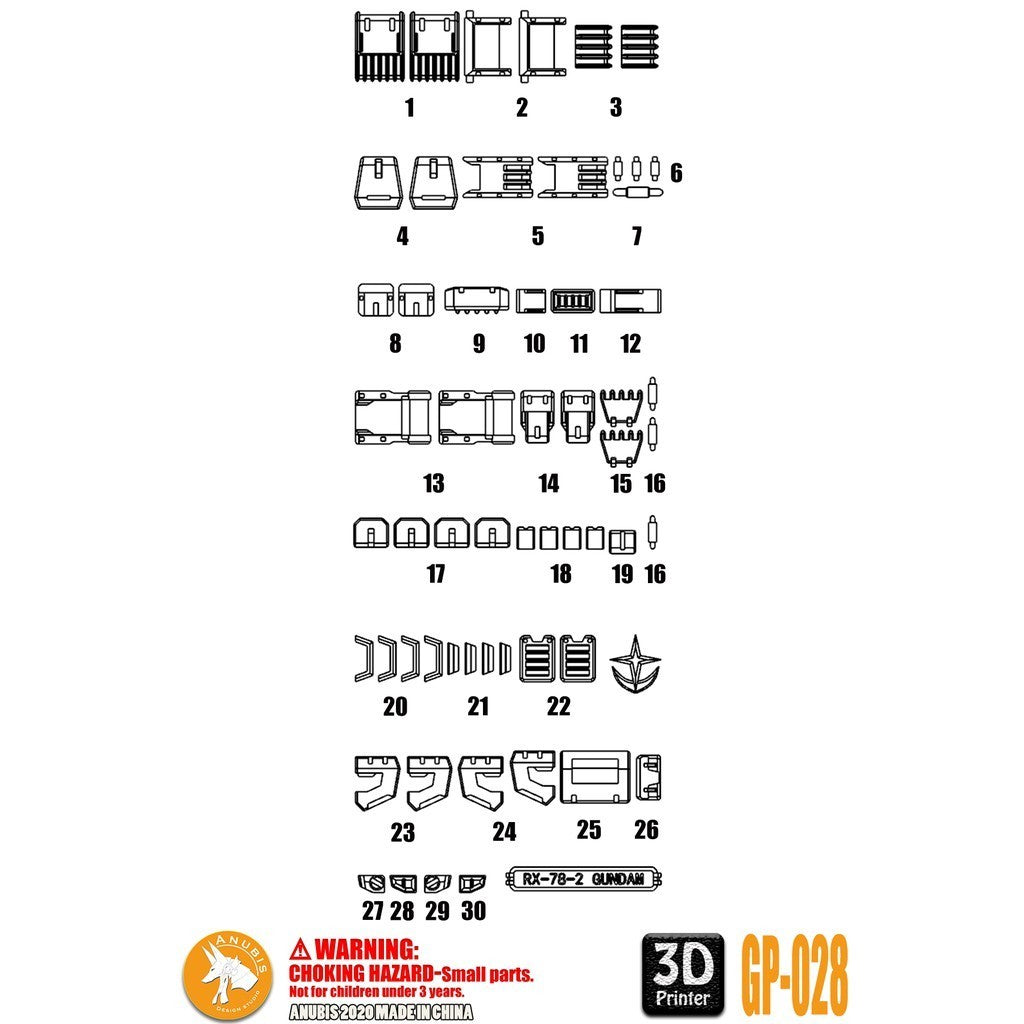 ANUBIS 3D print detail upgrade parts GP028 parts fit for MG RX-78-2 3.0 no kits