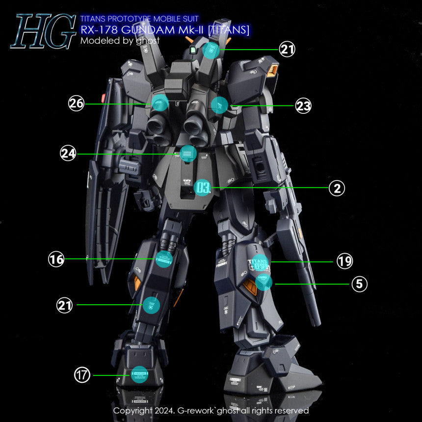 YAN FLAME GHOST HGUC MK2 MK-II Titans Fluo Water slide decal (YANHG079) 20250721