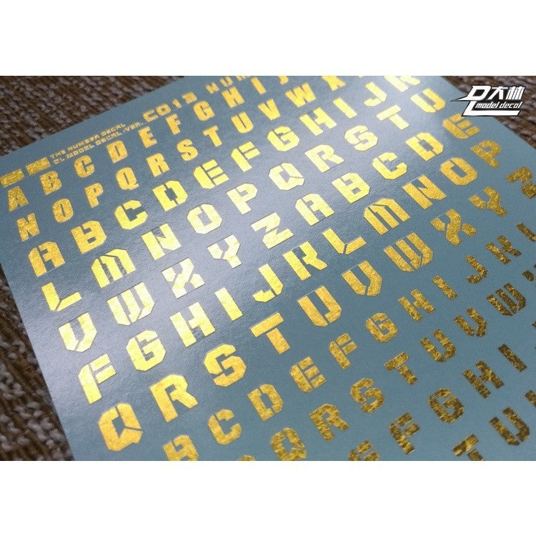 DL DALIN Water slide decal 1/144 1/100 1/60 Number Digital General Use Gold Coating