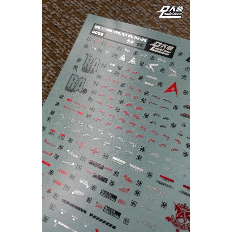 DL DAlibabaN Water slide decal UC09 MG RX-93V KA.NU Gold Coating.