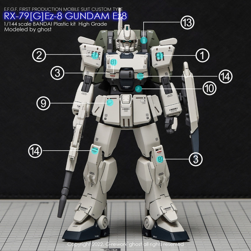 YAN FLAME Water Slide Decal GHOST HGUC HG 1/144 RX-79[G] Ez-8 Fluo (YANHG036) 20250721