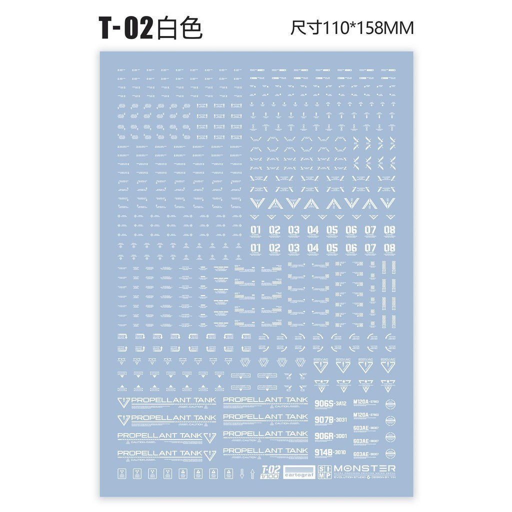 20250721 EVO Monster 1/100 T01 T02 general use water slide decal EVO100