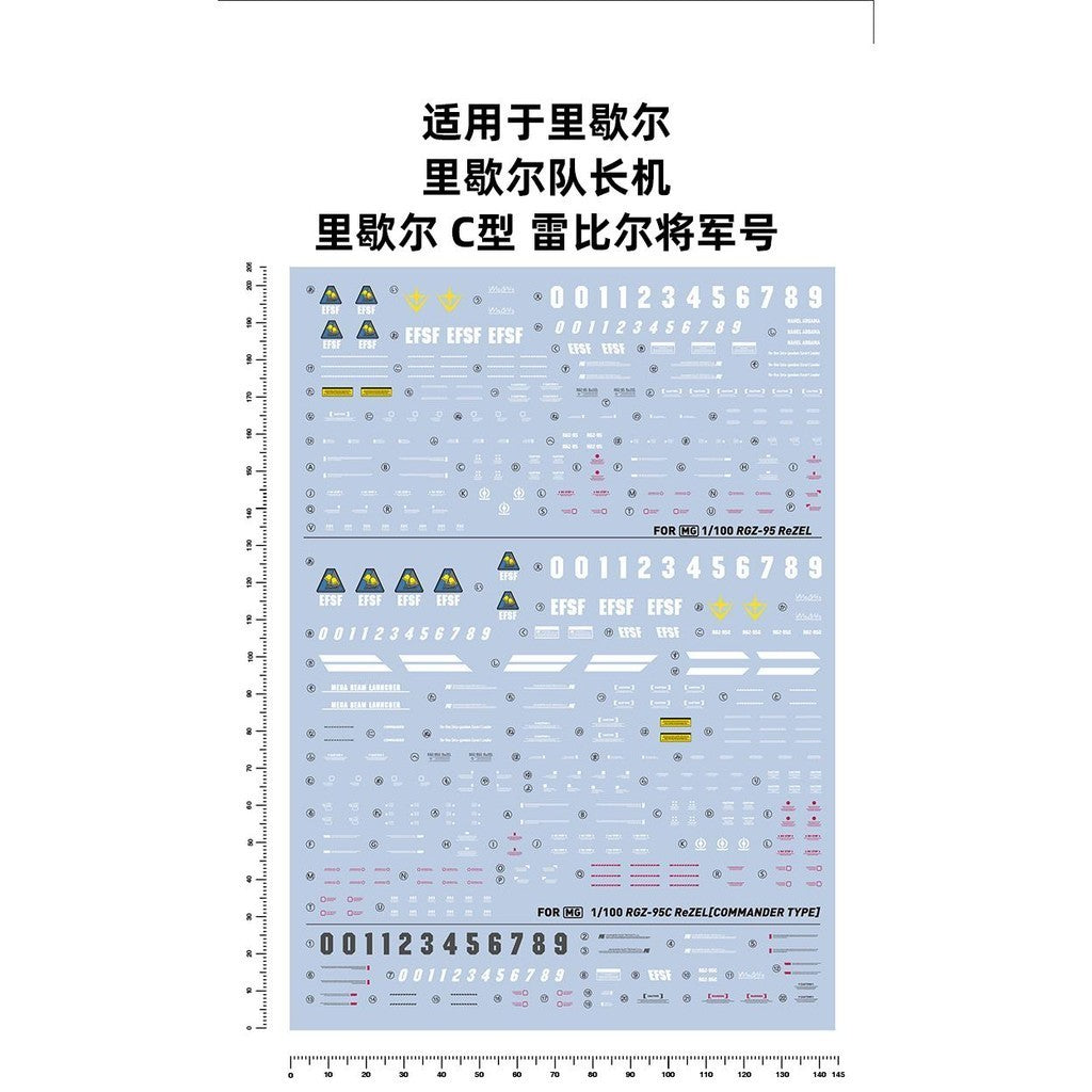 20250722 Artisan's Club MG 1/100 ReZEL / RGZ-95C ReZEL Type C Water Slide Decal