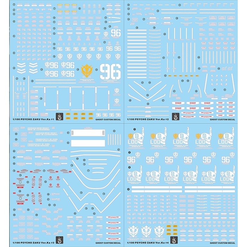 YAN FLAME GHOST MG 1/100 Psycho Zaku Ver.ka Water Slide Decal Fluo Type (YANMG045) 20250721