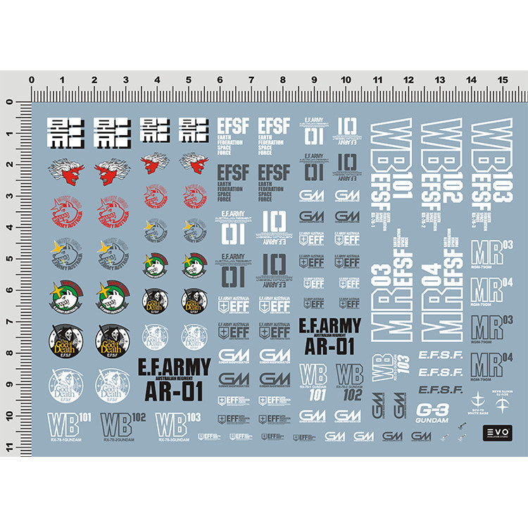 20250721 EVO GM WHITE White dingo RX-78 1 2 3 LOGO Water Slide Decal EVOMG002