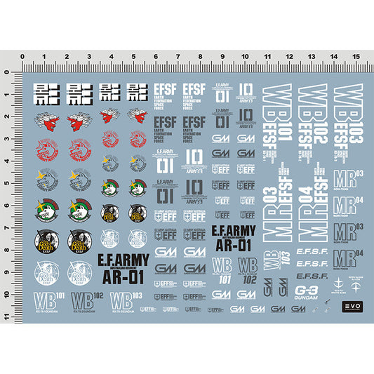 20250721 EVO GM WHITE White dingo RX-78 1 2 3 LOGO Water Slide Decal EVOMG002