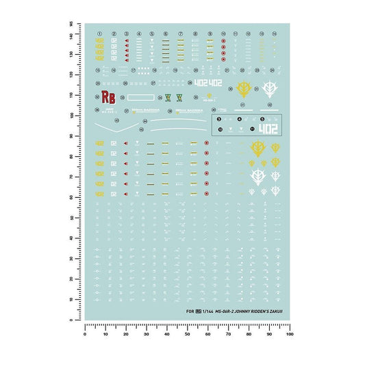 20250722 Artisan's Club RG 1/144 Johnny Ridden's Zaku 2 Water Slide Decal