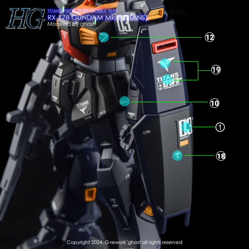 YAN FLAME GHOST HGUC MK2 MK-II Titans Fluo Water slide decal (YANHG079) 20250721