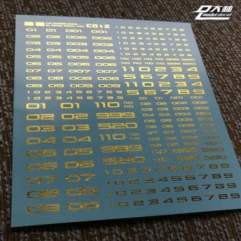 DL DALIN Water slide decal 1/144 1/100 1/60 Number Digital General Use Gold Coating