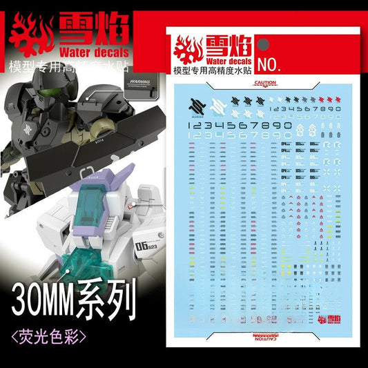 20250722 XUEYAN XY / SNOW FLAME water slide decal TY-10 30MM General use sign 2 Water slide decal