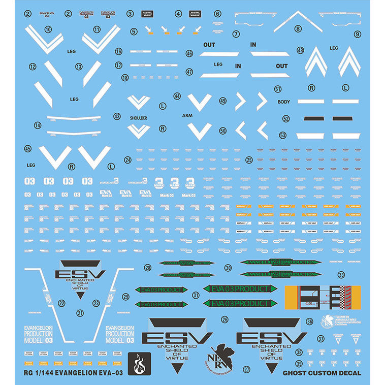 YAN FLAME Water Slide Decal GHOST RG 1/144 EVA MK 3 Unit 03 Fluo (YANRG007) 20250721
