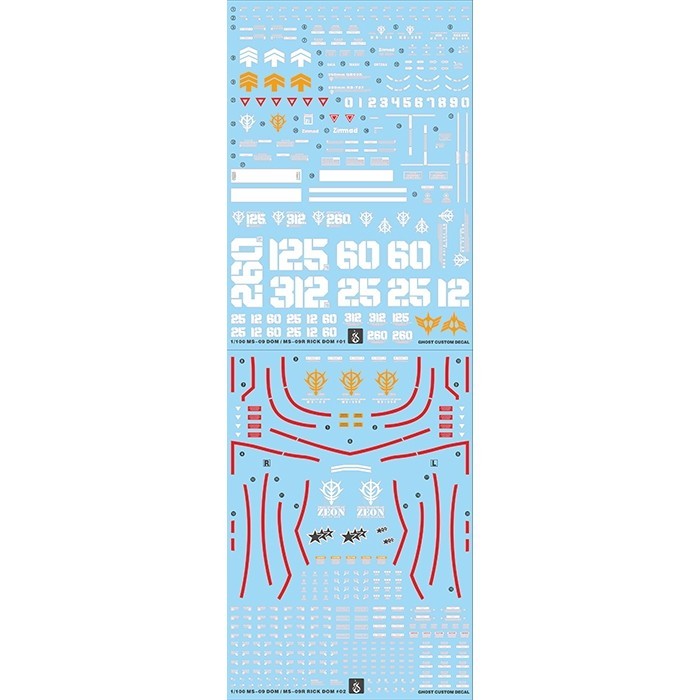 YAN FLAME GHOST MG 1/100 DOM 1.5 Water Slide Decal Fluo Type (YANMG054) 20250721