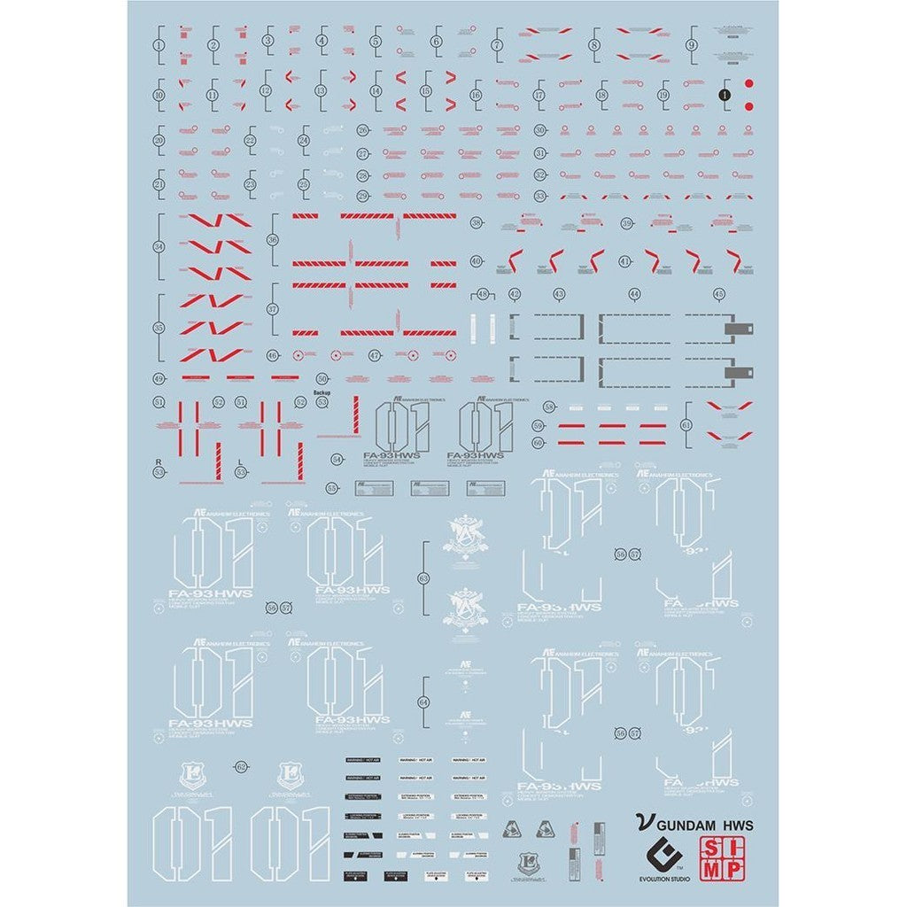 20250721 EVO RG 1/144 RX-93 NU V + Funnel Water Slide Decal EVORG026 EVORG046