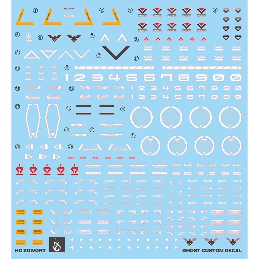 YAN FLAME Water Slide Decal GHOST HG 1/144  TWFM 14 ZOWORT  Fluo (YANHG011) 20250721