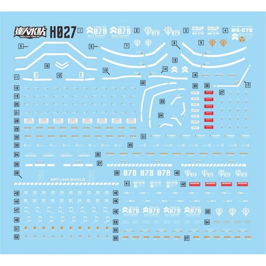 MASTER H027 1/144 HG 08 GOUF CUSTOM Water Slide Decal Collectibles