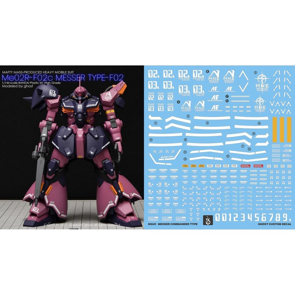 YAN FLAME Water Slide Decal GHOST HGUC HG 1/144 F02 MESSER Commander (YANHG019) 20250721
